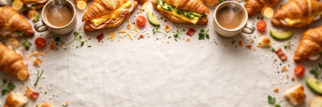 Croissant Breakfast Banner Sandwich Ingredient Food Photography