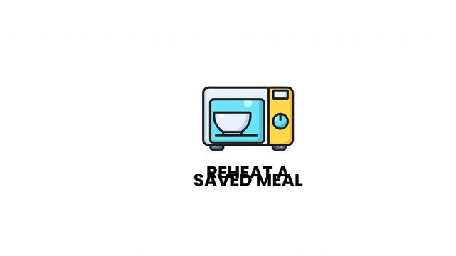 Yellow microwave and blue bowl suitable for food heating icon design. Great for kitchen appliances branding.