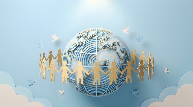 Global peace unity people globe dove concept