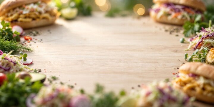 Vegan Jackfruit Copy Space Background for Sandwich Food Styling