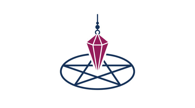 Occult crystal pendulum symbol on white background