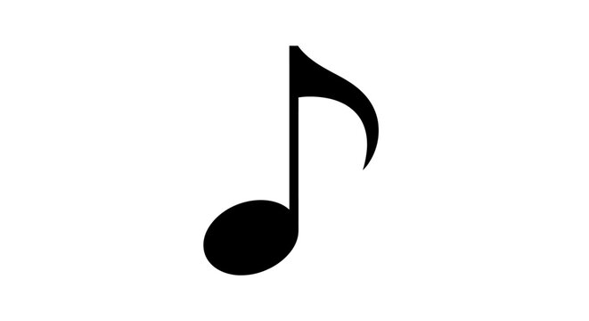 Black Eighth Note Musical Symbol Isolated on White Background - Music Notation Graphic