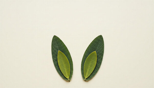 Sage leaves arranged to look like bunny ears