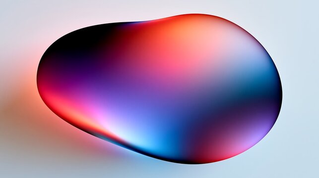 Abstract smooth 3d shape with vibrant red and blue gradient color glow