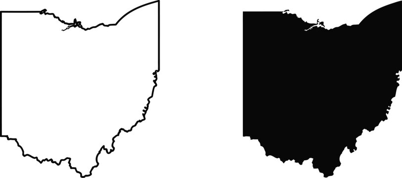 Ohio state outline icon, black silhouette map shape representing American geography regional location travel planning navigation cartography educational materials and state identity