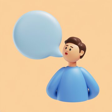 3d Character Speaking with Blank Speech Bubble
