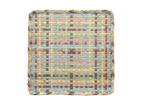 Woven decorative paper mat with braided colorful border isolated on transparent background