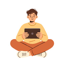 Young Man Using Tablet illustration © DeaAgni