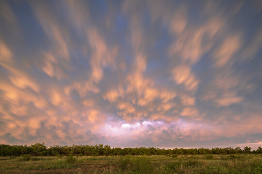 Sunset Lightning on the back side of a Supercell storm in uvalde texas