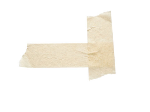 T-shape intersection of beige masking tape isolated on transparent background