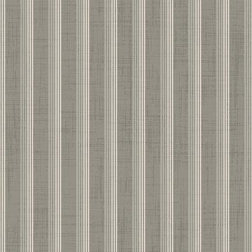 Taupe Vertical Stripe Seamless Pattern with Linen Texture. Classic neutral background with fine cream lines and a woven effect. Decorative vector illustration for wallpaper, textiles and upholstery.
