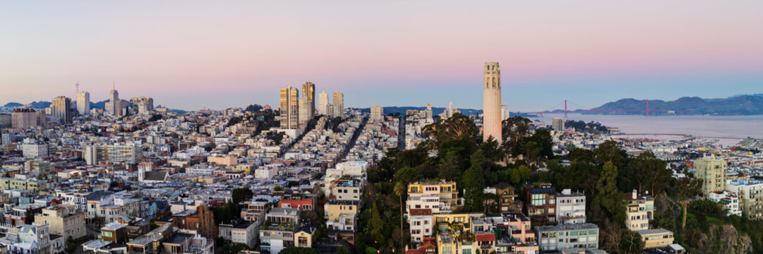 Telegraph Hill with coit tower overlooking San Francisco