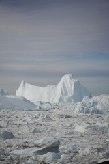 Dense Broken Ice and Icebergs Across Ilulissat Icefjord Greenland © rene_dra