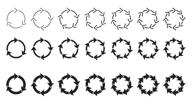 Collection of circular arrow icons and diagrams with illustration collection circular rotation template information sequence direction