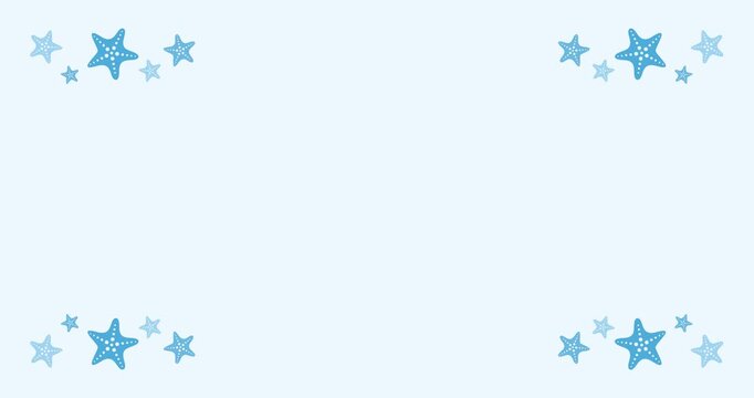 Vector animation of a starfish ornament decoration on a light blue background with copy space