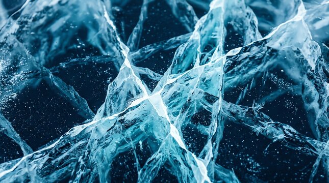 Cracked blue ice texture with deep fissures and frozen air bubbles