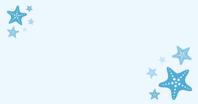 Vector animation of a starfish ornament decoration on a light blue background with copy space