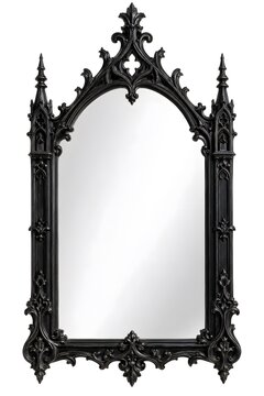 Ornate gothic style mirror with black frame
