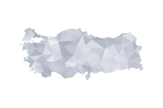 Turkey map low poly geometric grey polygon vector illustration isolated on white background