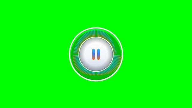 3D Circular Soundbar Equalizer Play Pause Button Green Screen 4K Loop