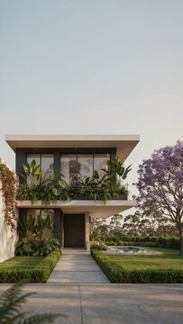 modern house with garden