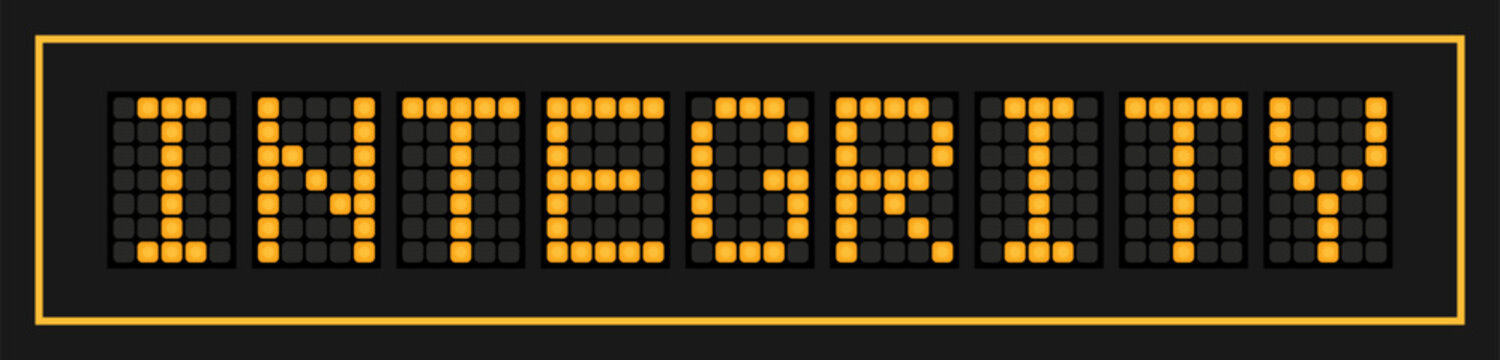 Orange color led banner in word integrity on black background
