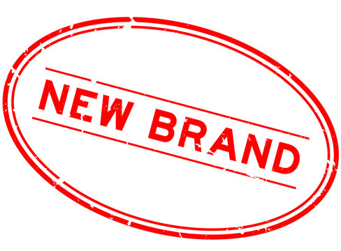 Grunge red new brand word oval rubber seal stamp on white background