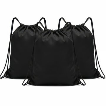 Black drawstring backpack with two handles