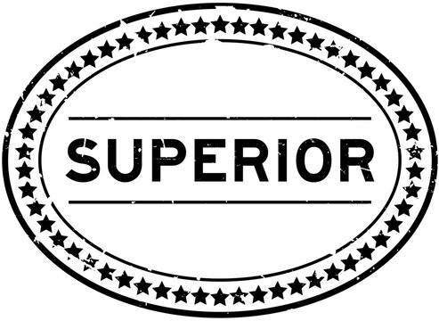 Grunge black superior word oval rubber seal stamp on white background