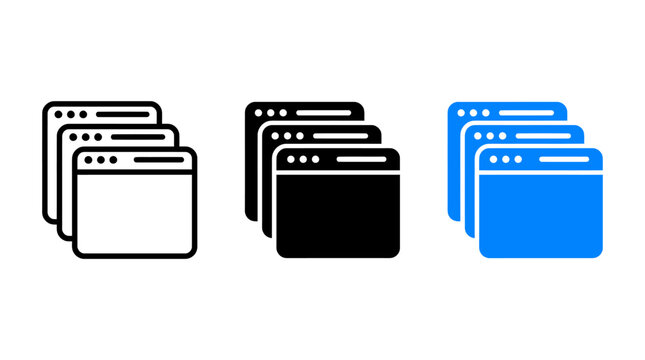 Operating system window icon set for web browser interface and software UI