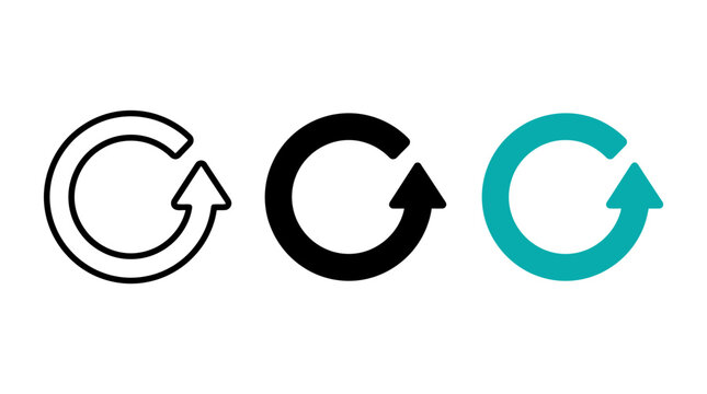 Set of refresh button icons with circular reload arrow vector design