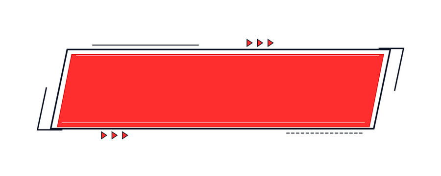Tech Red Parallelogram Banner Badge With Black Wireframe Frame