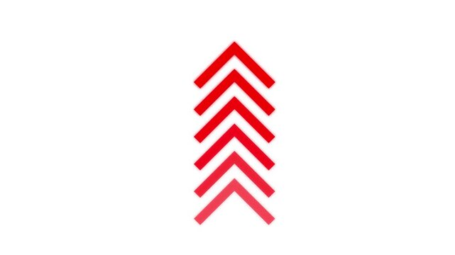 Red colour icon up arrow animation on white background. direction arrow icon motion. down to up arrow isolated,  Animated arrows for the overlay video layer. 4k animation.