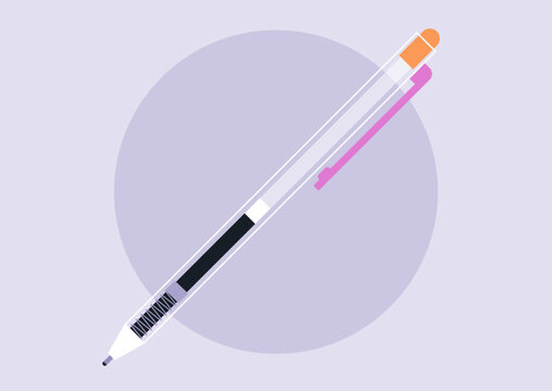 gel pen displayed in a close-up view, revealing its sleek design and colorful tip, Perfect for art and writing, this pen awaits creative expression against a gentle purple backdrop.