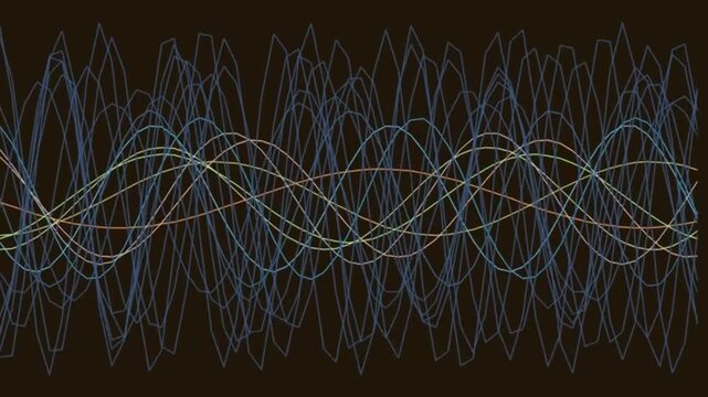 Abstract Waves Moving and Interweaving Across a Dark Background