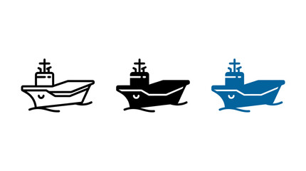 Military aircraft carrier icon set with outline and solid glyph styles © Al Rafi