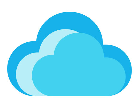 Abstract Blue Cloud Icon with Layers isolated on white background