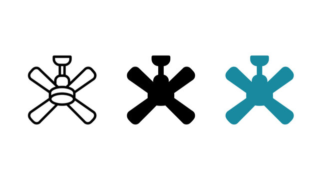 Ceiling fan icon design set vector illustration with different styles