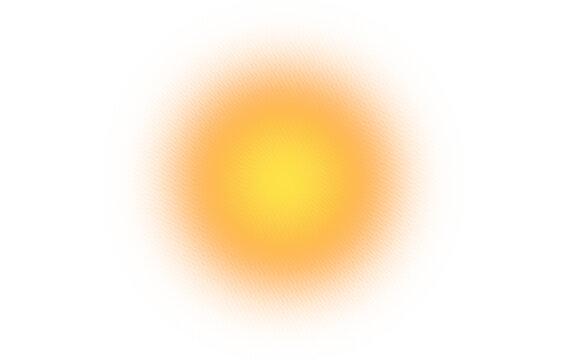 Abstract soft glowing yellow and orange gradient light spot isolated on transparent background