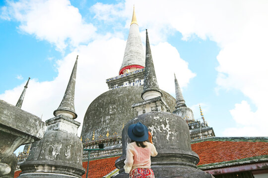 Phra Borommathat Chedi (Great Noble Relics Stupa), a 55.78 M. High Main Stupa of Wat Phra Mahathat Woramahawihan Temple, in Nakhon Si Thammarat, Thailand