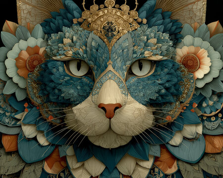 Colorful cat mandala art