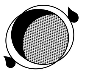 Minimalist black and grey abstract symbol featuring a crescent moon and circle with droplet accents. Isolated transparent PNG graphic asset for modern logos, icons, and branding. © Setyo