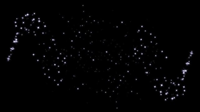 White twinkling star sparkle animation 4k, glowing fairy dust trail, shimmering glitter particles, magic light rays, shiny doodle stars, sparkling burst  black background transition effect video