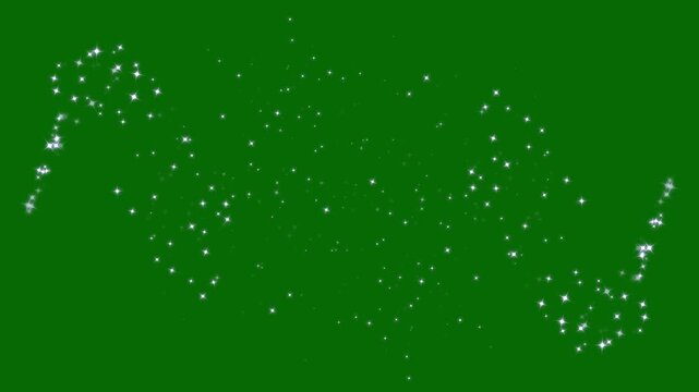 White twinkling star sparkle animation 4k, glowing fairy dust trail, shimmering glitter particles, magic light rays, shiny doodle stars, sparkling burst  green screen transition effect view