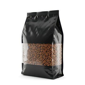 Black coffee bean bag with transparent window