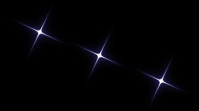 Beautiful twinkle star lights with dreamy sparkle effect on black screen background, Sparkle twinkle star animation, Sparkling star twinkle glitter white cartoon doodle animation.4k video