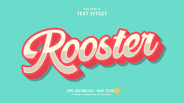 Rooster Editable Text Effect with Retro 3D Typography