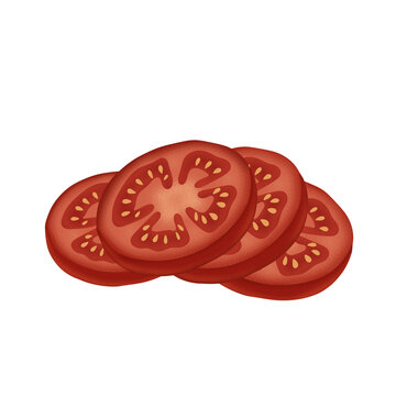 PNG illustraton of red slice fresh tomato for vegan and diet