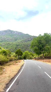 Two-lane road curving through Bandipur forest reserve, India