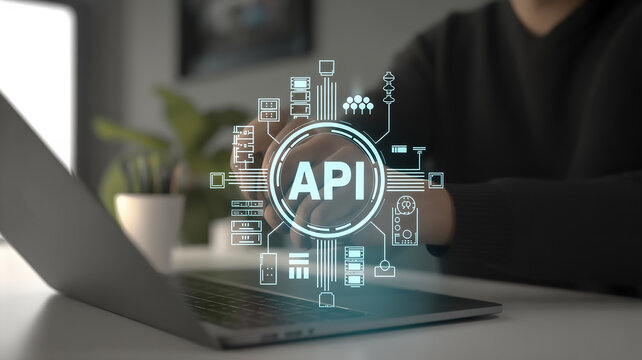 Programmer Working on Web Application Interface Integration via API Technology